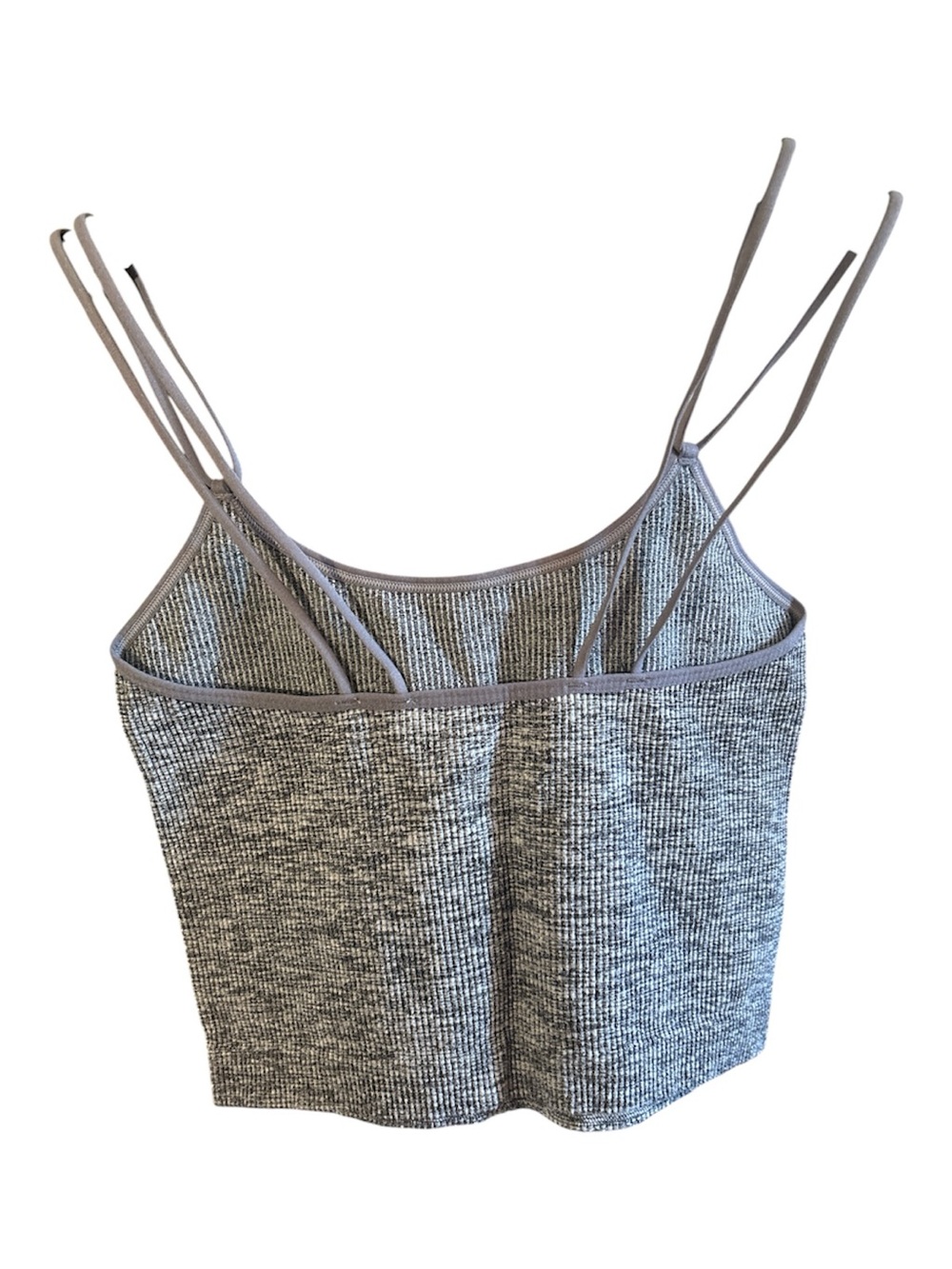Colsie Gray Ribbed Double-Strap Crop Top - Picture 2 of 5